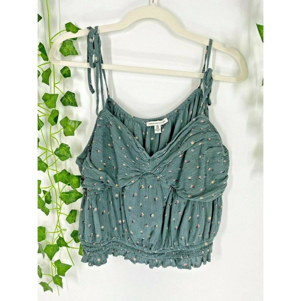 American Eagle Outfitters Floral Crinkled Crop Top